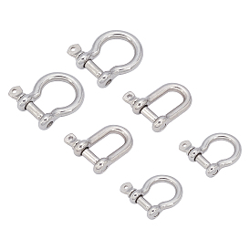 6Pcs 3 Style 304 Stainless Steel D-Ring Anchor Shackle Clasps