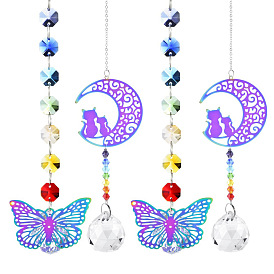 Stainless Steel with Glass Beaded Hanging Pendant Decorations, Suncatchers for Party Window, Wall Display Decorations