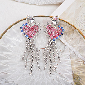 Minority design color love diamond tassel earrings fashion simple contrast color earrings earrings