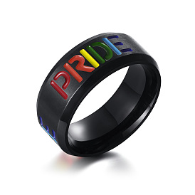 Rainbow Pride Flag Stainless Steel Enamel Finger Ring