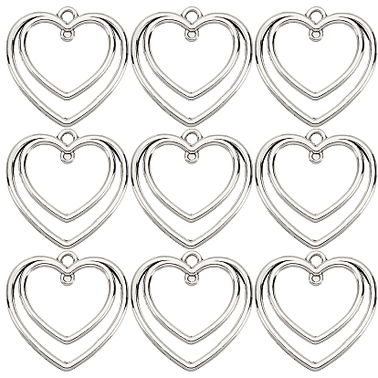 50шт. подвески-соединители из сплава в тибетском стиле с открытой задней панелью, для diy уф смолы, эпоксидная смола, Прессованные цветочные украшения, без свинца и без кадмия, сердечные ссылки