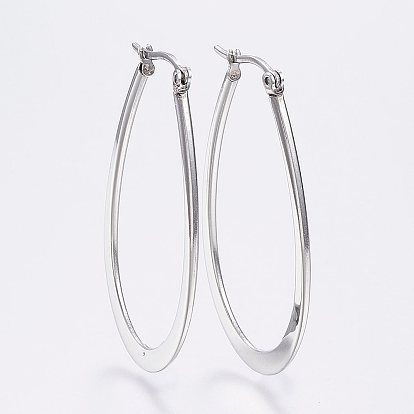 Серьги из 304 нержавеющей стали, гипоаллергенные серьги, Плоско-овальные