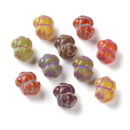 Handmade Lampwork Beads, Horse, Golden Metal Enlaced