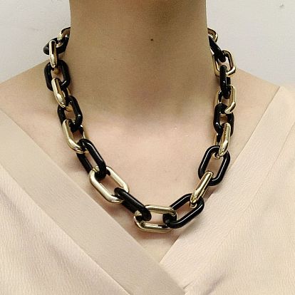 Chic Acrylic Chain Necklace for Women - Unique Lock Collarbone Jewelry Piece