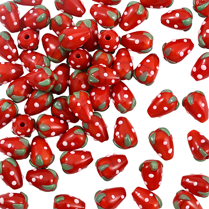 60 шт ручной лэмпворк 3 d клубничные бусины