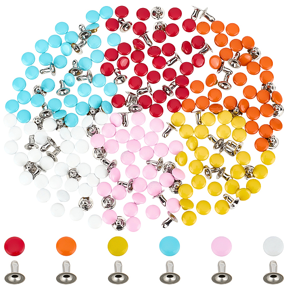 Flat Round Baking Paint  Zinc Alloy Snap Rivet Butt Screw, for Scrapbook Photo Albums Binding and Leather Saddles Purses Belt Repar