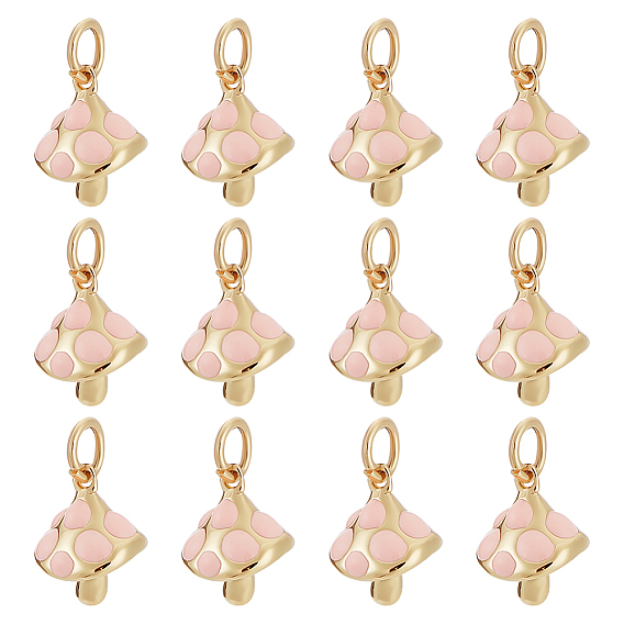 12подвески из латуни с эмалью, гриб, без кадмия, без никеля и без свинца