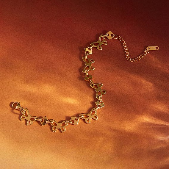 304 женские браслеты-цепочки со звеньями из нержавеющей стали, бабочка и ромб