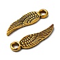 Tibetan Style Alloy Wing Charms, Cadmium Free & Lead Free, 17x5x1mm, Hole: 2mm, about 2530pcs/1000g