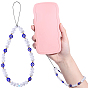 1 Chaînes de dragonne pour téléphone portable en verre filé avec œil maléfique, avec des dragonnes de téléphone portable en perles d'imitation