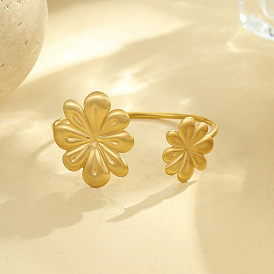 304 женские браслеты-манжеты из нержавеющей стали, цветок