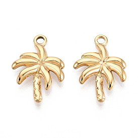 304 Stainless Steel Pendants, Ion Plating(IP), Coconut Tree Charm