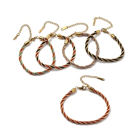 Браслеты из витого нейлонового шнура для женщин, 304 из нержавеющей стали застежкой омар, реальный 18 k позолоченный