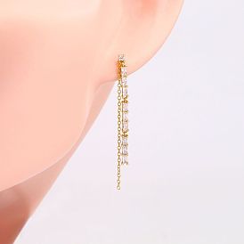 925 Sterling Silver French Style Tassel Earrings with Gemstones for Women