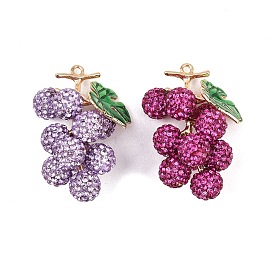 Подвески из сплава , винограда прелести, с использованием страз и эмали ручной работы из полимерной глины., золотые