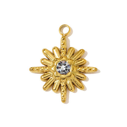 304 из нержавеющей стали горный хрусталь подвески, звезды прелести, ионное покрытие (ip), зеркальная полировка, реальный 18 k позолоченный