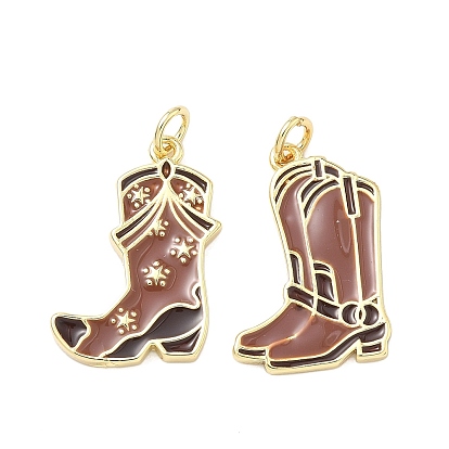 Латунные подвески, сапоги прелести, с эмалью, без кадмия и без свинца, стойки покрытие, долговечный, реальный 18 k позолоченный, с целью перехода в кольце