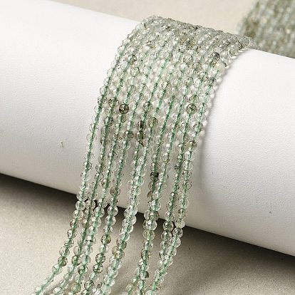 Естественный зеленый Rutilated кварцевые нити бисера, граненые, круглые
