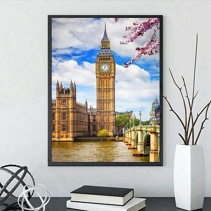 England Big Ben 5D Diamond Painting Kits for Adult Beginners, DIY Full Round Drill Picture Art, Rhinestone Gem Paint Kits for Home Wall Decor