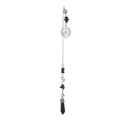 Gemstone Pointed Dowsing Pendulums, with Stainless Steel Findings, Bullet
