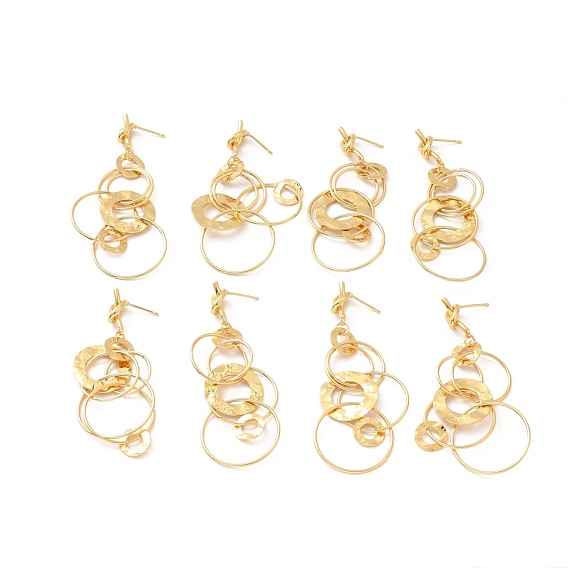 Anillos entrelazados de latón cuelgan aretes para mujer, sin plomo, cadmio, níquel