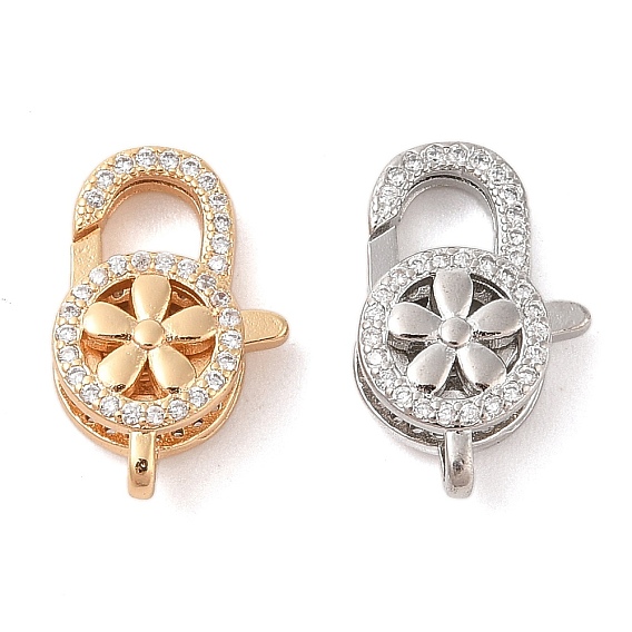 Латунный микро pave прозрачный кубический цирконий лобстер, без кадмия, без никеля и без свинца, цветок