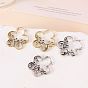 Micro cuivres ouvrent zircons boucles d'oreilles, fleur