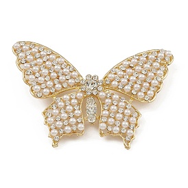 Alloy Rhinestone Brooch for Clothes Backpack, with Imitation Pearl, Butterfly