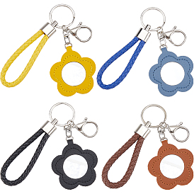 Кожаные мешочки для хранения помады, с кольцом-брелком из паллоя и застежками из сплава, цветок