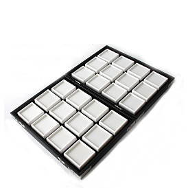 Прямоугольные черные подносы из искусственной кожи, с 24шт. мини-квадратные пластиковые коробки для хранения россыпью алмазов