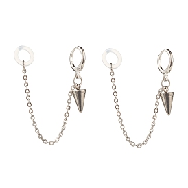 Anti-Lost Earring for Wireless Earphone, Cone Dangle Hoop Earrings with Hanging Chain for Women