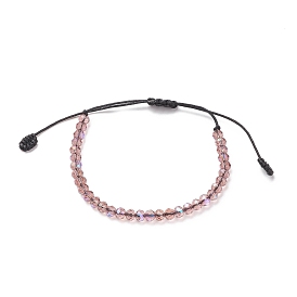 Pulsera de cuentas trenzadas de vidrio transparente, pulsera ajustable para mujer
