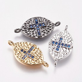 Латунные микро проложить кубических ссылки циркония, конский глаз с крестом, синие