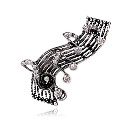 Alloy Brooches, Crystal Rhinestone Pin, Jewely for Women, Musical Note