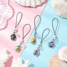 Окрашенный синтетический бирюзовый черепаха подвеска мобильный ремешок, с ПВХ-заглушками для защиты от пыли и полиэфирным шнуром