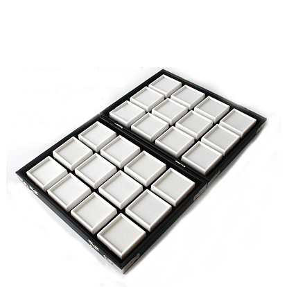 Прямоугольные черные подносы из искусственной кожи, с 24шт. мини-квадратные пластиковые коробки для хранения россыпью алмазов