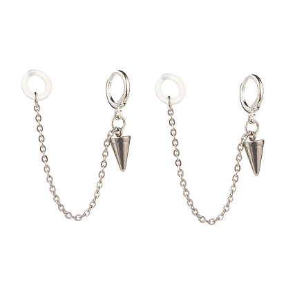 Anti-Lost Earring for Wireless Earphone, Cone Dangle Hoop Earrings with Hanging Chain for Women