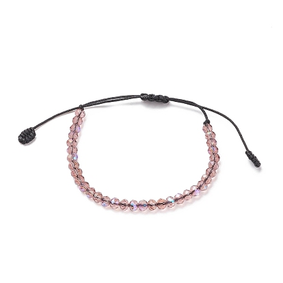 Pulsera de cuentas trenzadas de vidrio transparente, pulsera ajustable para mujer