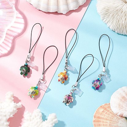 Окрашенный синтетический бирюзовый черепаха подвеска мобильный ремешок, с ПВХ-заглушками для защиты от пыли и полиэфирным шнуром