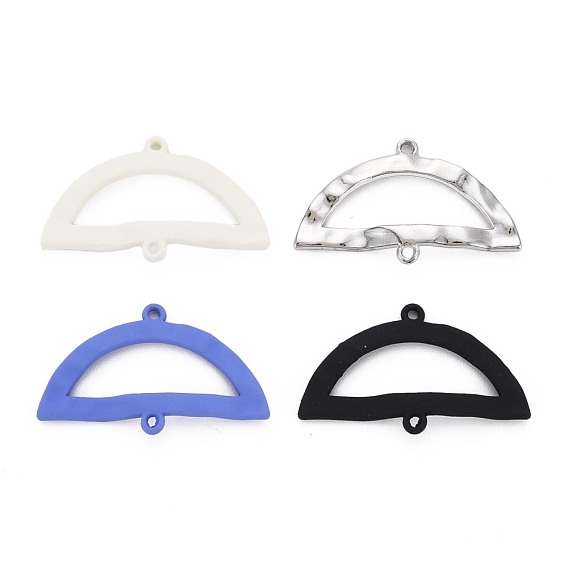 Rack Plating Spray Painted Alloy Links Connectors, Cadmium Free & Lead Free, Half Oval