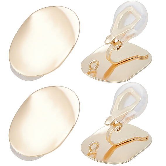 10шт. латунные овальные клипсы-серьги, с вертикальными петлями и подушечками для сережек (шт.)