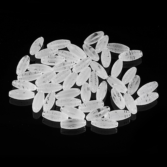 Natural Quartz Crystal Frosted Beads, Hand Carving, for Jewelry Craft Making, Oval