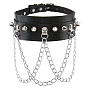 1Ожерелья из искусственной кожи в стиле панк, Колье-чокер из сплава с цепочками и заклепками