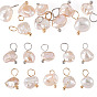 10Pcs 2 Colors Natural Baroque Keshi Pearl Pendants, Petaline Charm, with Brass Loop