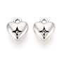 Подвески из сплава в тибетском стиле, со стразами, Сердце звездочкой