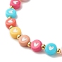Bracelet extensible rond plat avec perles coeur pour femme, or