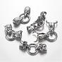 Tibetan Style Alloy Spring Gate Rings, O Rings, with Cord Ends, Mixed Shape