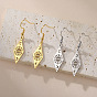 304 Stainless Steel Rhombus Dangle Earrings for Women, Star Moon/Mountain