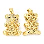 Rack Plating Brass Micro Pave Cubic Zirconia Pendants, Cadmium Free & Lead Free, Bear