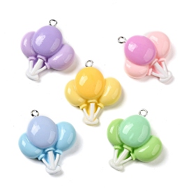 Opaque Resin Pendants, Balloon Charms with Platinum Plated Iron Loops